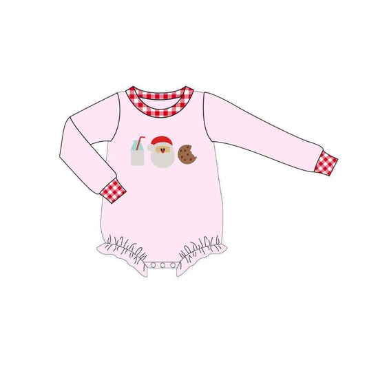 preorder LR3128 Christmas Santa Pink Long Sleeve Girls Romper