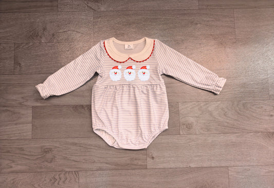 preorder Sampels R3136 Christmas Santa Blue Long Sleeve Girls Romper