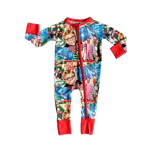 preorder LR3150 Christmas Story Zipper Long Sleeve Girls Romper