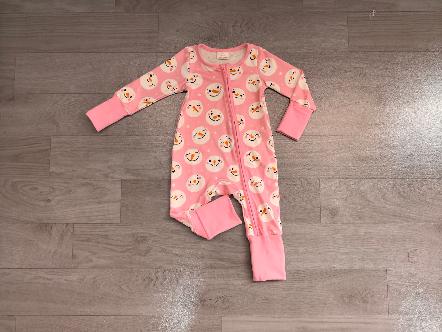 preorder Samples LR3165 Christmas Santa Pink Zipper Long Sleeve Girls Romper