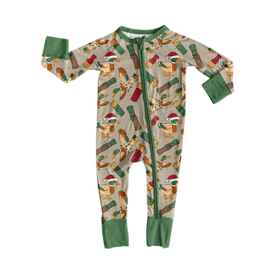 preorder LR3180 Christmas Gingerbread Man Zipper Long Sleeve Girls Romper
