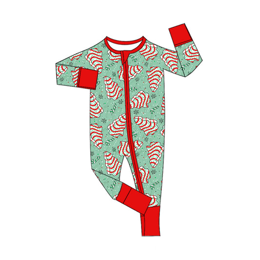 preorder LR3194 Christmas Tis The Season Tree Zipper Long Sleeve Boys Romper