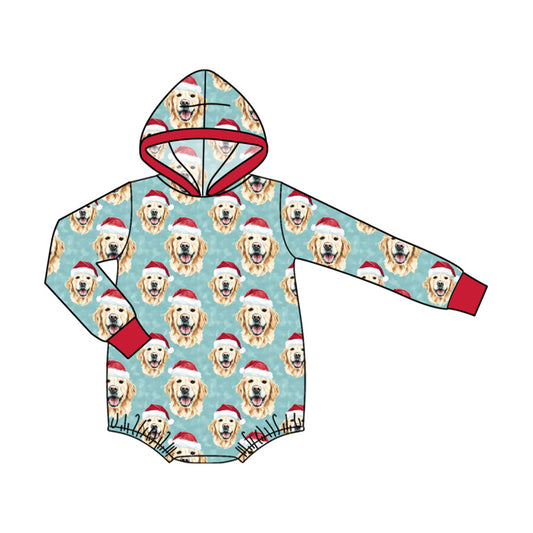 preorder LR3208 Christmas Dog Hoodie Long Sleeve Boys Romper
