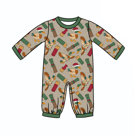 preorder LR3209 Christmas Duck Call Long Sleeve Boys Romper