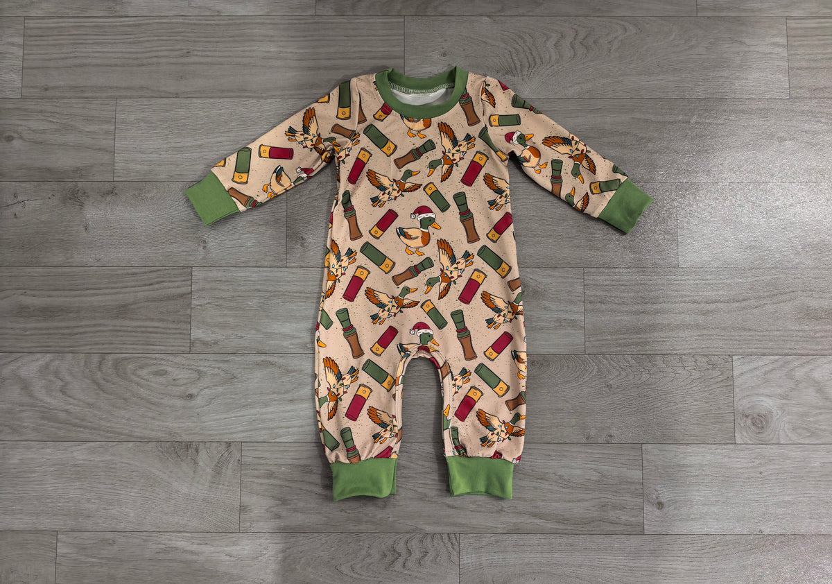 preorder Samples LR3209 Christmas Duck Call Long Sleeve Boys Romper