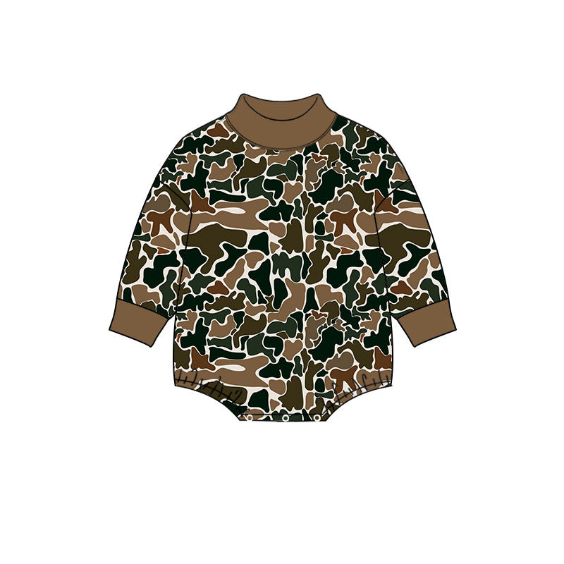 preorder LR3261 Hunting Camo Long Sleeve Girls Romper