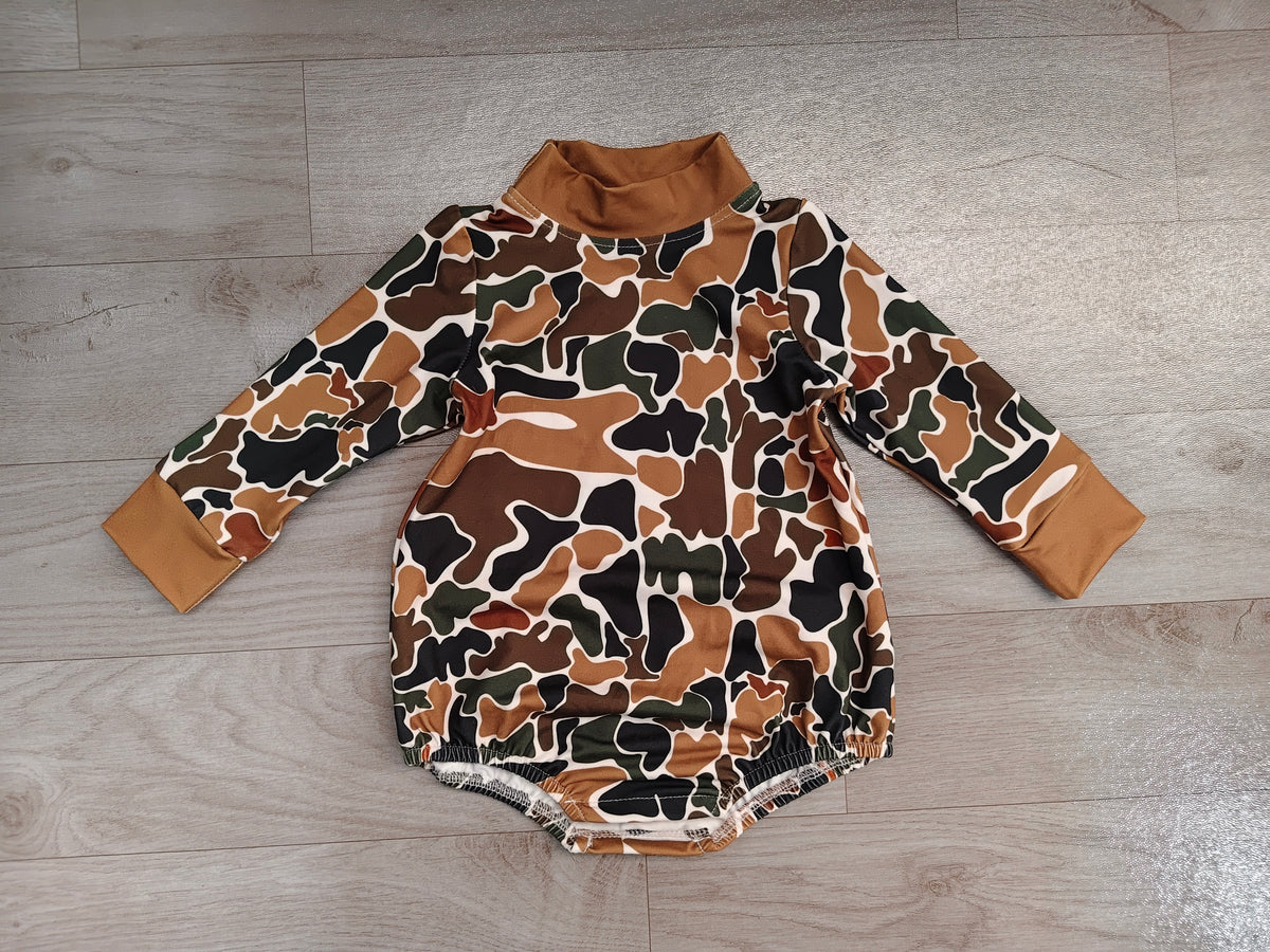 preorder Samples LR3261 Hunting Camo Long Sleeve Girls Romper