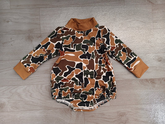 preorder Samples LR3261 Hunting Camo Long Sleeve Girls Romper