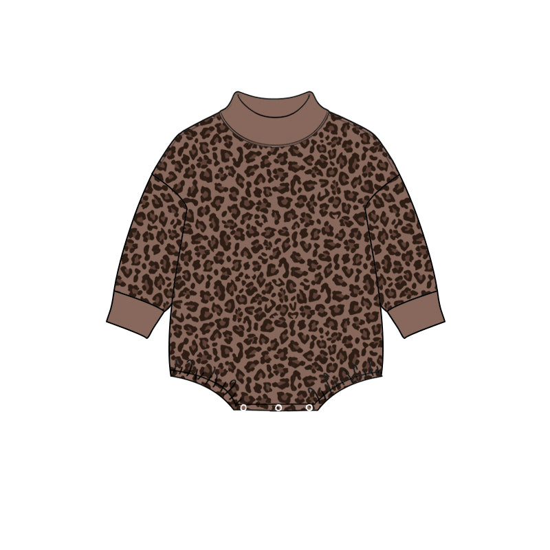 preorder LR3264 Leopard Long Sleeve Girls Romper