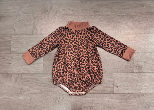 preorder Samples LR3264 Leopard Long Sleeve Girls Romper