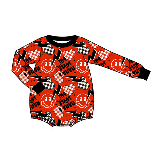 preorder LR3265 Valentine's Day Heart Smile Long Sleeve Girls Romper