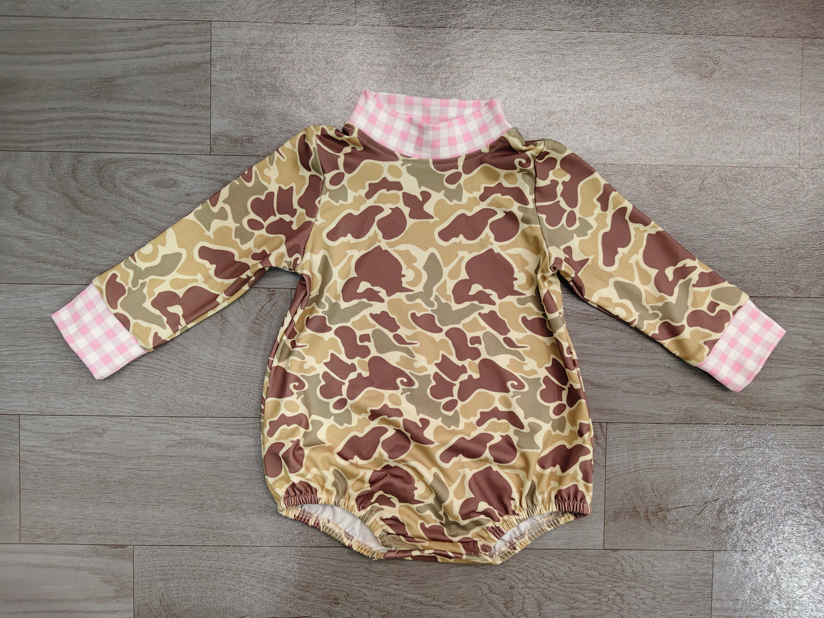 preorder Samples LR3280 Hunting Camo Long Sleeve Girls Romper