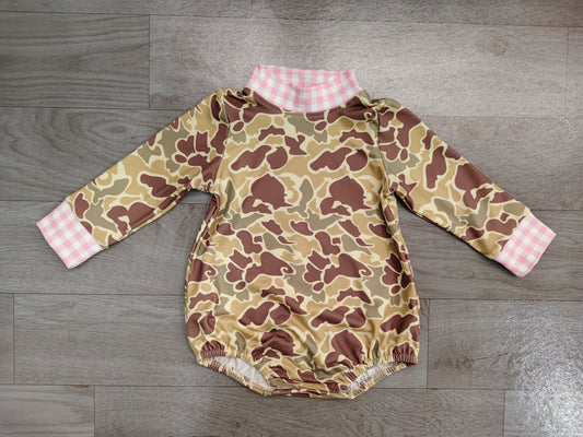 preorder Samples LR3280 Hunting Camo Long Sleeve Girls Romper