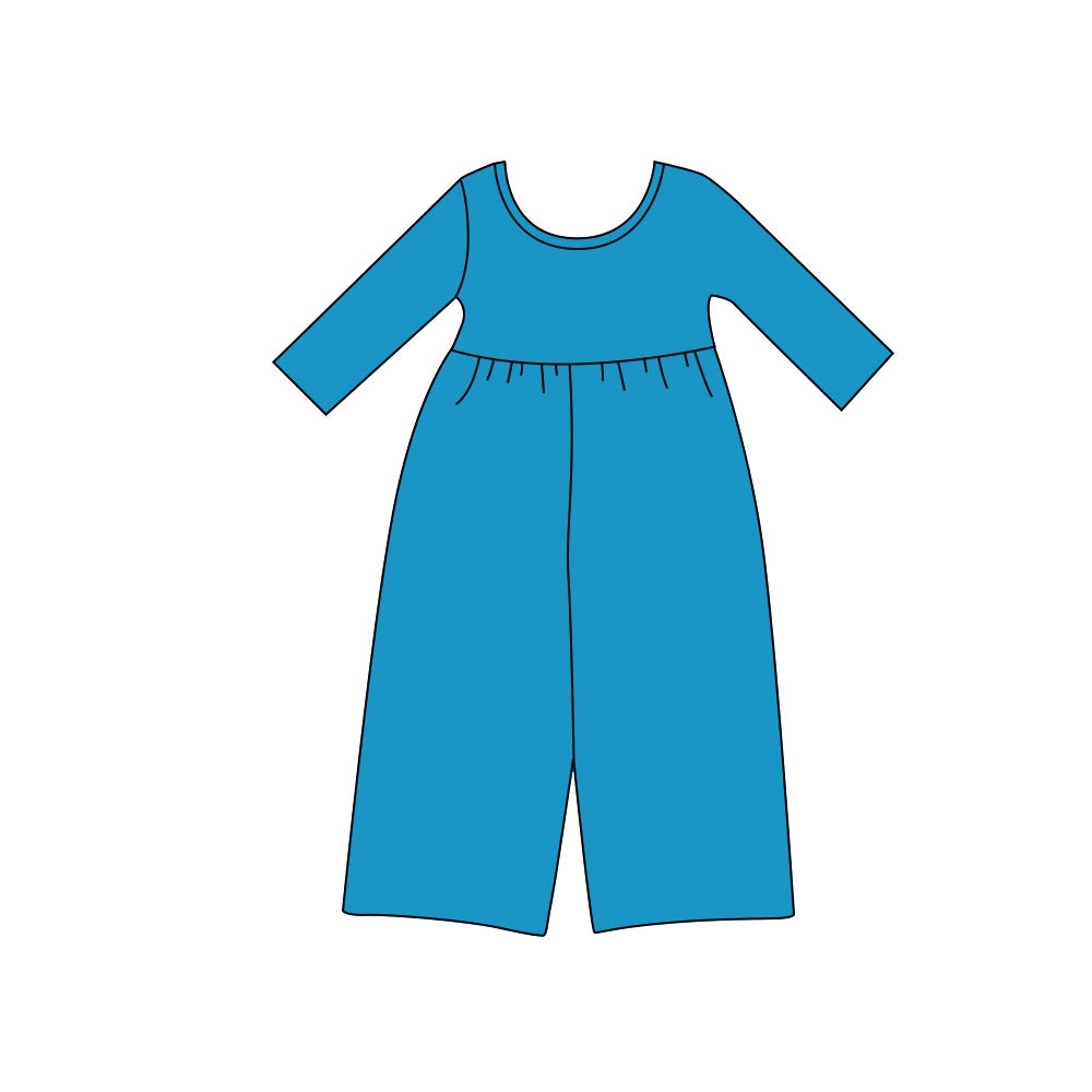 preorder LR3283 Solid Color Blue Long Sleeve Girls Jumpsuits