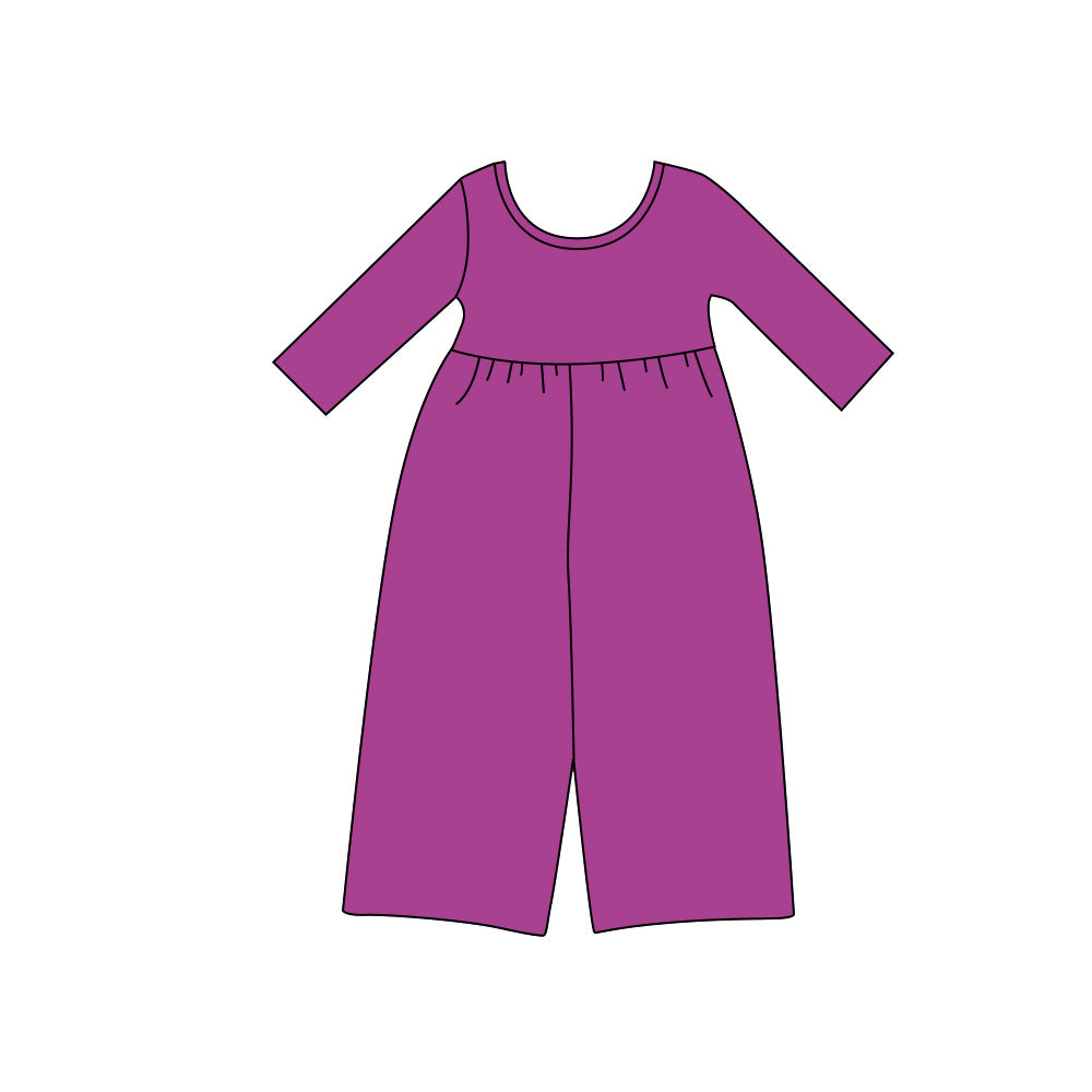 preorder LR3289 Solid Color Purple Long Sleeve Girls Jumpsuits