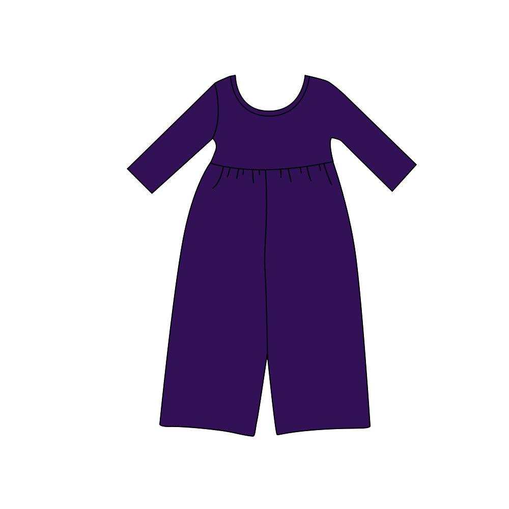 preorder LR3291 Solid Color Purple Long Sleeve Girls Jumpsuits