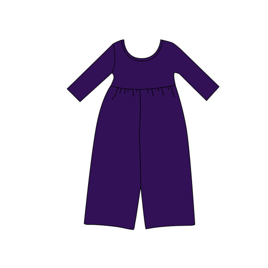 preorder LR3291 Solid Color Purple Long Sleeve Girls Jumpsuits
