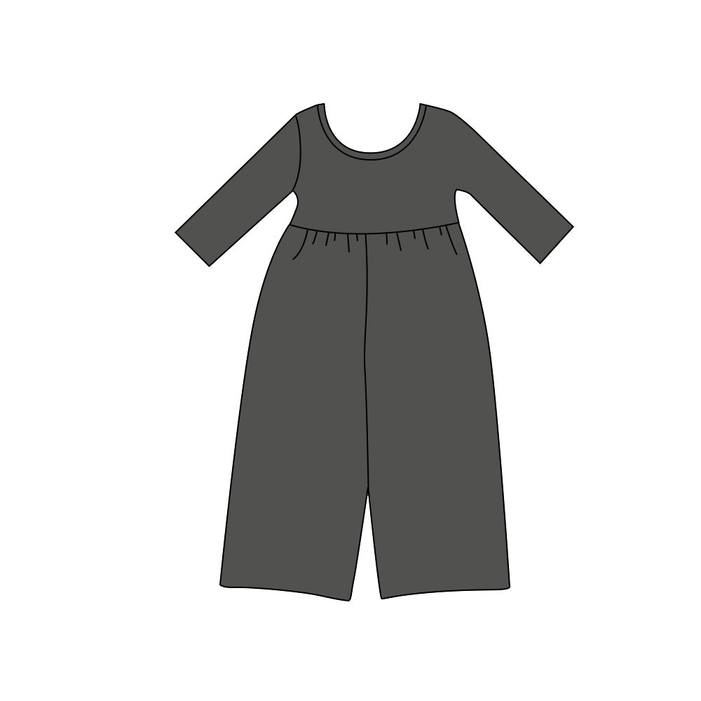 preorder LR3295 Solid Color Grey Long Sleeve Girls Jumpsuits