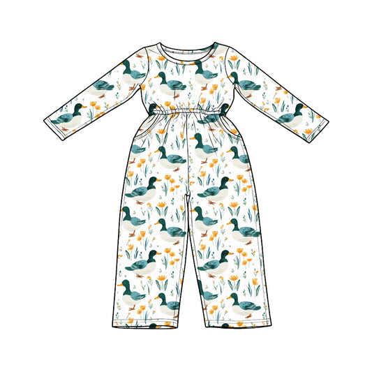 preorder LR3347 Mallard Duck Long Sleeve Girls Jumpsuits