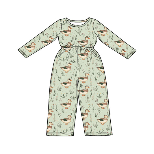 preorder LR3348 Mallard Duck Long Sleeve Girls Jumpsuits