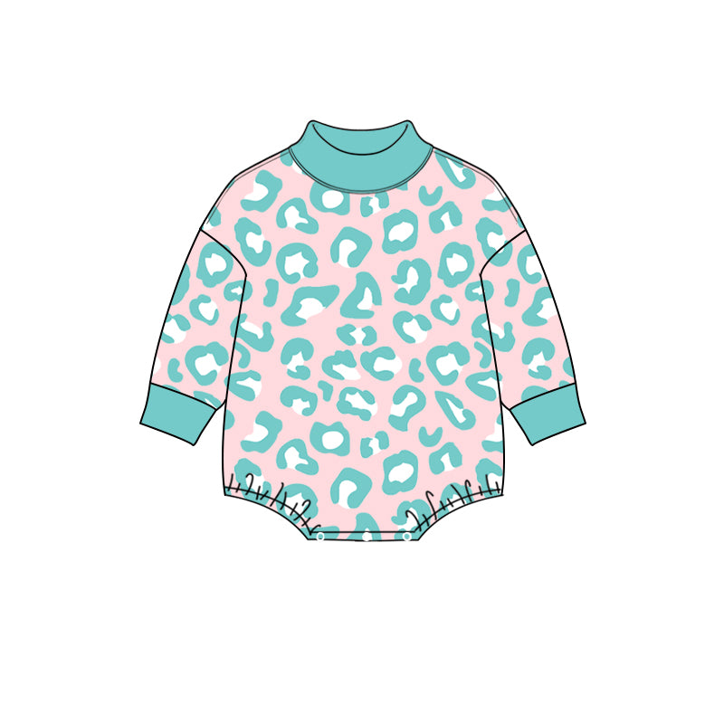 preorder LR3389 Leopard Long Sleeve Girls Romper