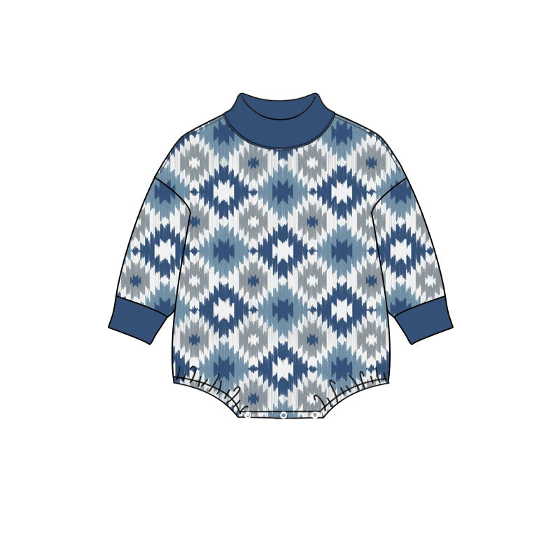 preorder LR3421 Western Aztec Long Sleeve Boys Romper