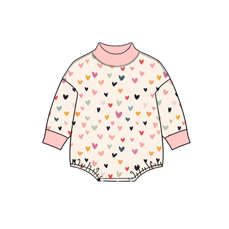 preorder LR3425 Valentine's Day Heart Long Sleeve Girls Romper