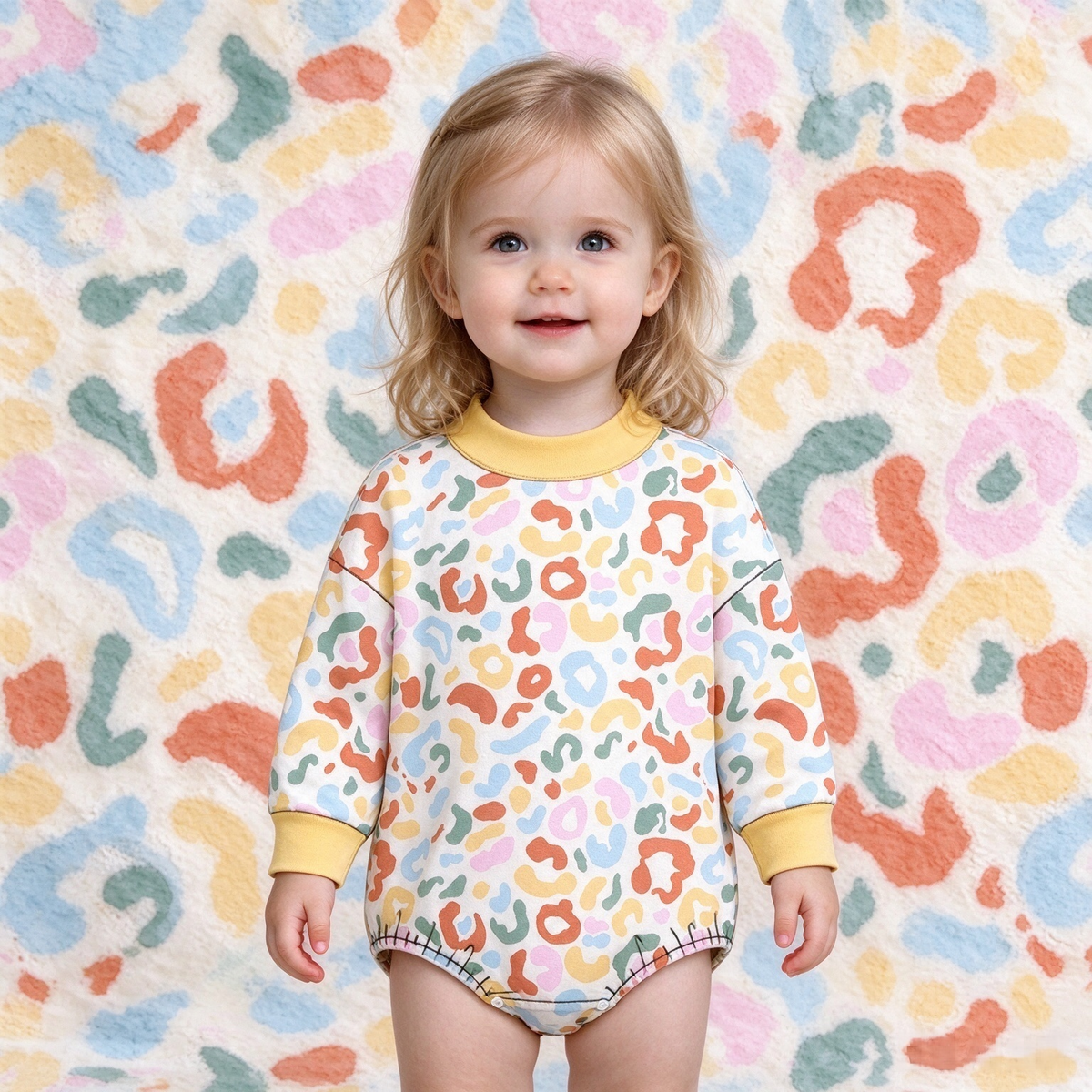 preorder LR3428 Leopard Long Sleeve Girls Romper