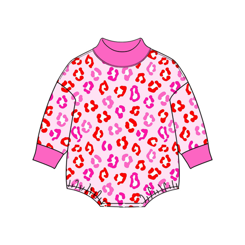 preorder LR3431 Leopard Long Sleeve Girls Romper