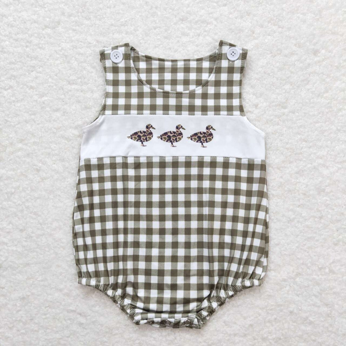 SR1169 Mallard green checkered boys romper