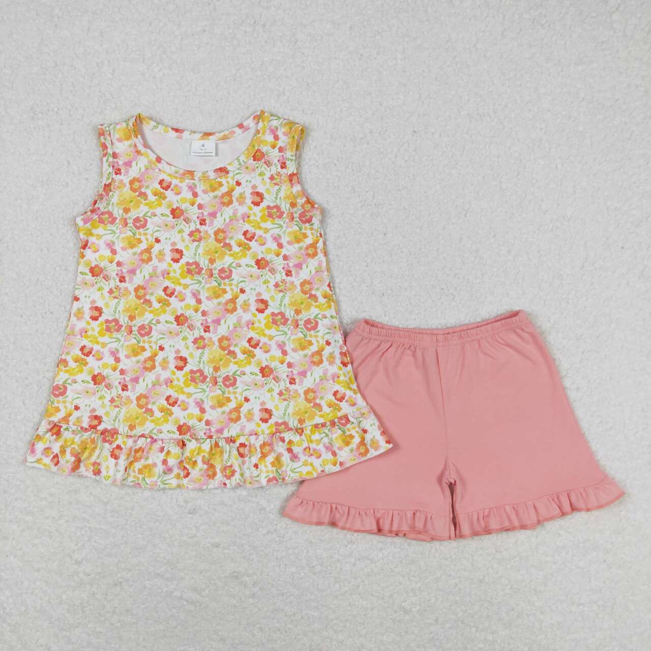 GSSO1135 multi color flowers sleeveless pink shorts girls floral set