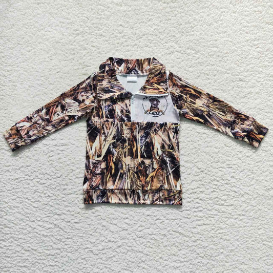 BT0333 Hunt camo tree branch dog long sleeve bpys top