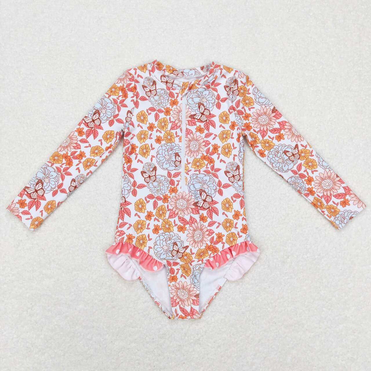 S0184 Flowers butterfly long sleeve Girls Bathing Suits Swimsuits