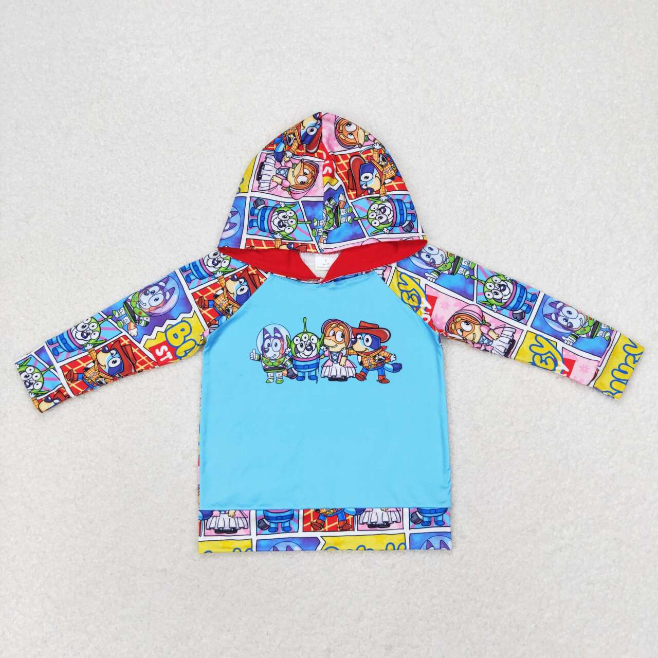 BT0715 cartoon blue dog blue long sleeve boys hoodie top