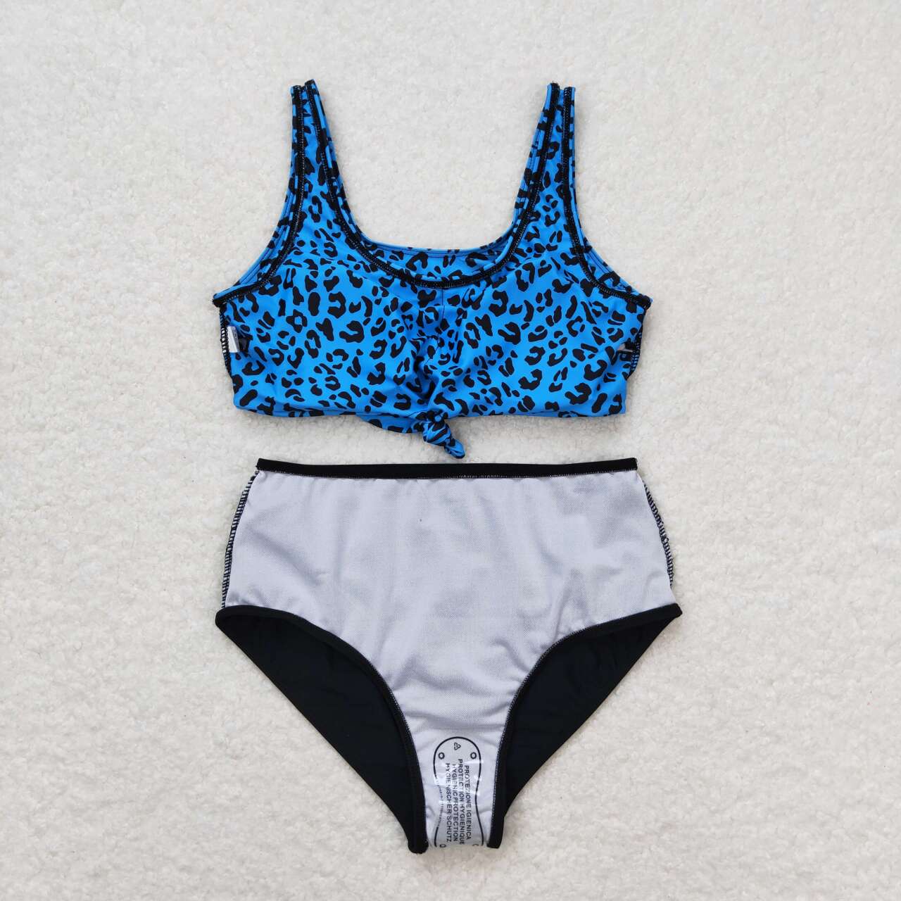 S0290 blue leopard black adult swimsuits