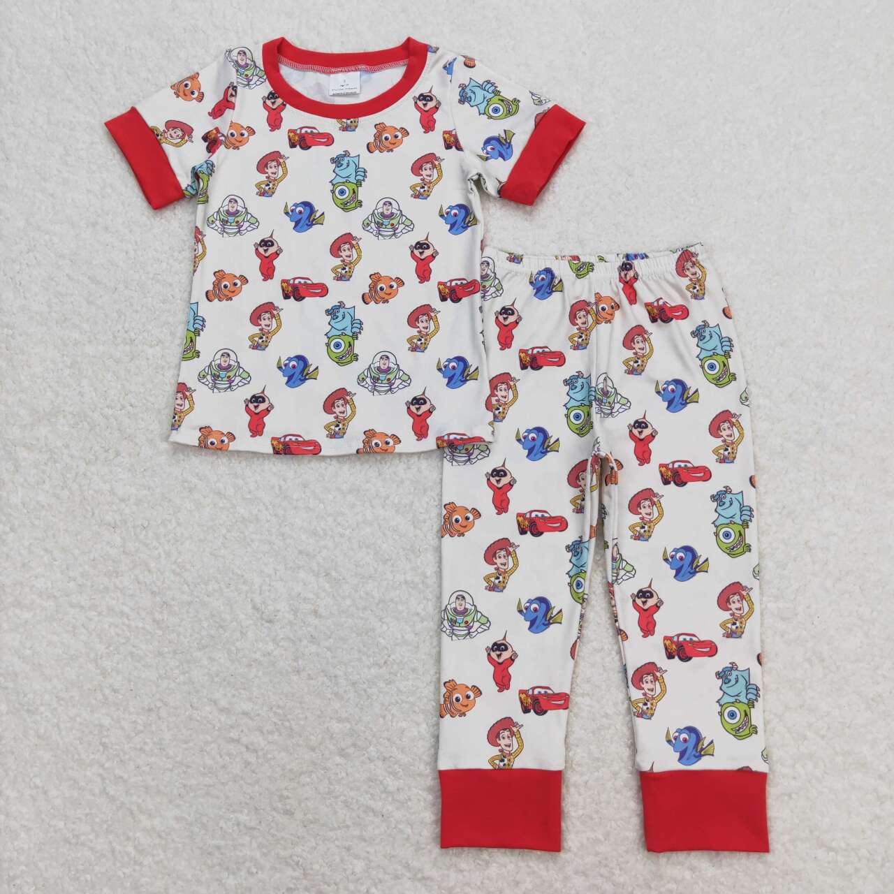 BSPO0322 Cartoon Colorful Baby Red Short Sleeve Pants Girls Pajamas