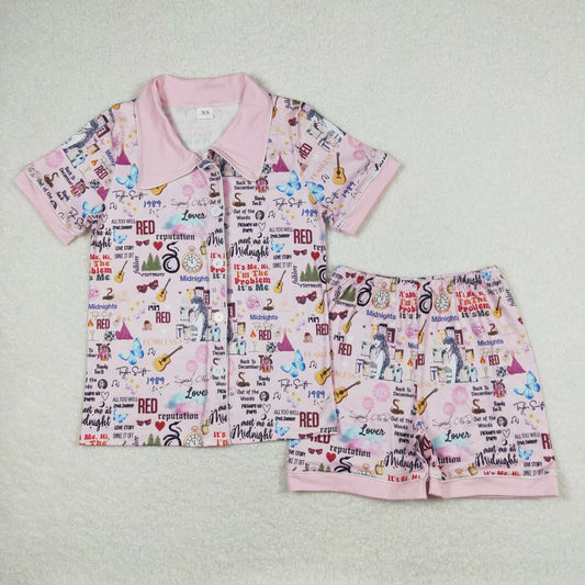 GSSO0923 Country singer pink short sleeve shorts adult pajamas