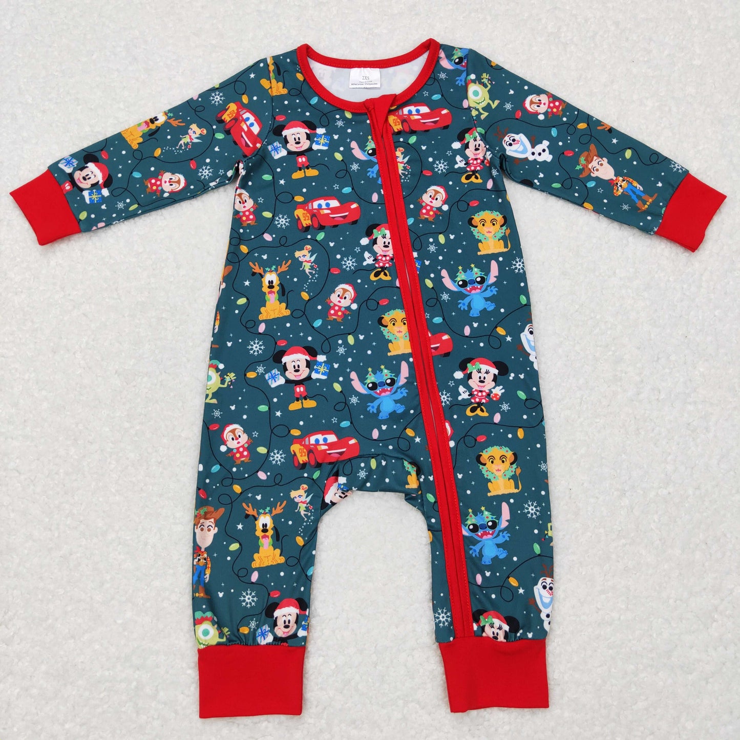 LR0782 Christmas cartoon long sleeve zipper kids romper