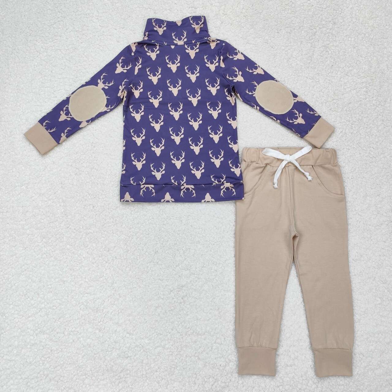 BLP0494 hunting deer long sleeve khaki pants boys set