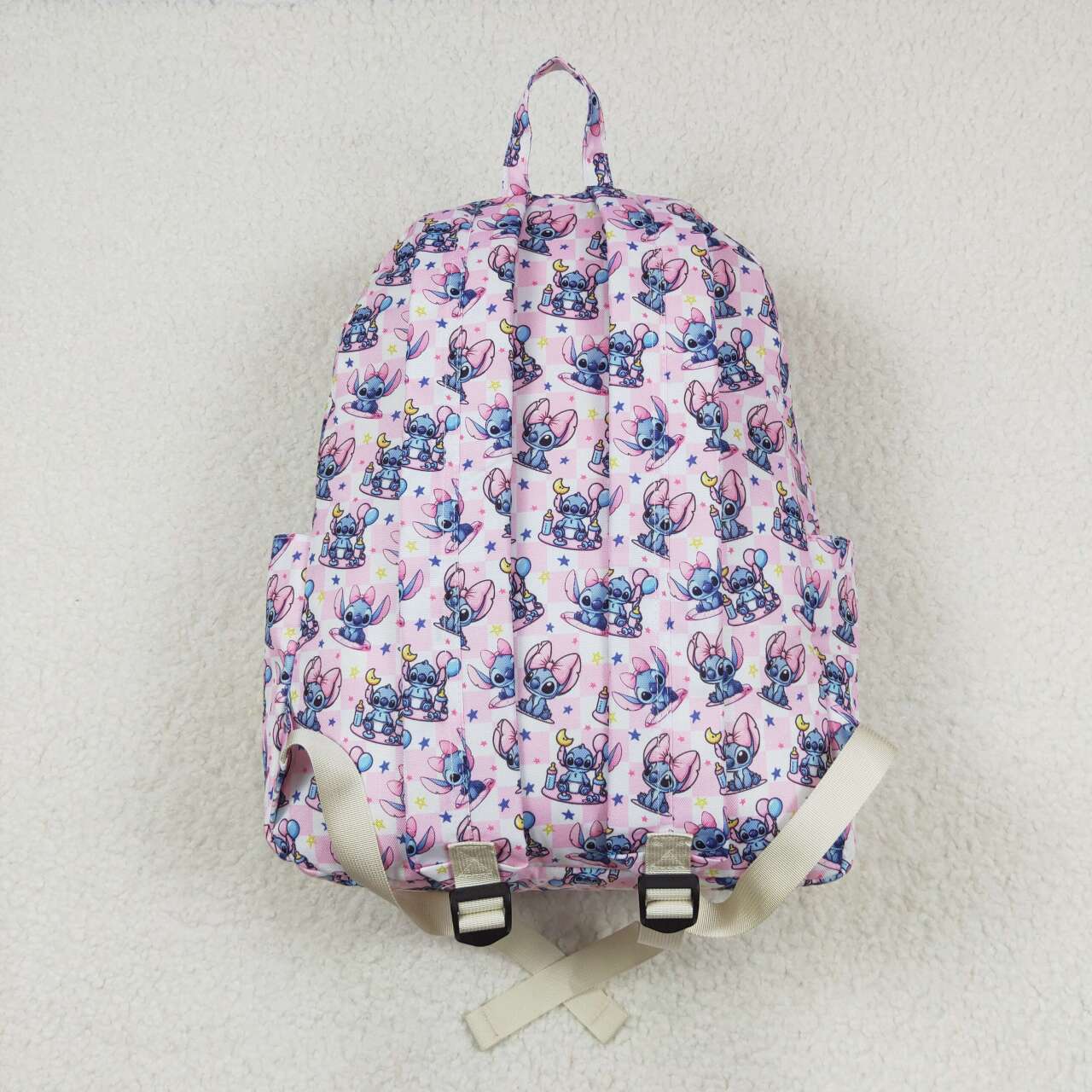 BA0182 cartoon dog animals pink checkered kids bag