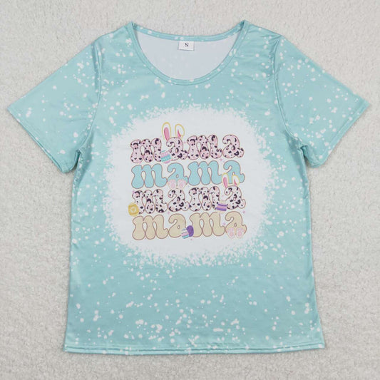 GT0449 Easter Rabbit Mama Blue Short Sleeve Girls Adult Top