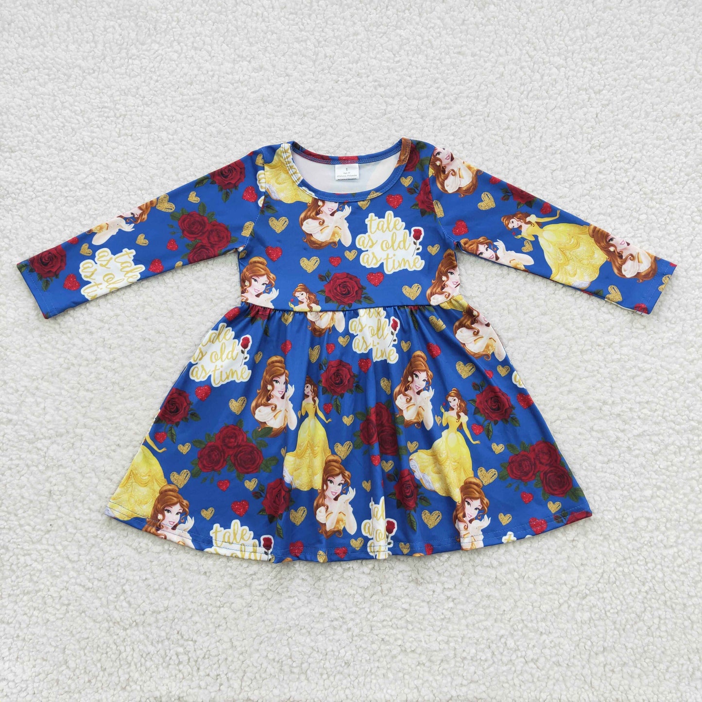 GLD0228 Cartoon princess flowers blue dress
