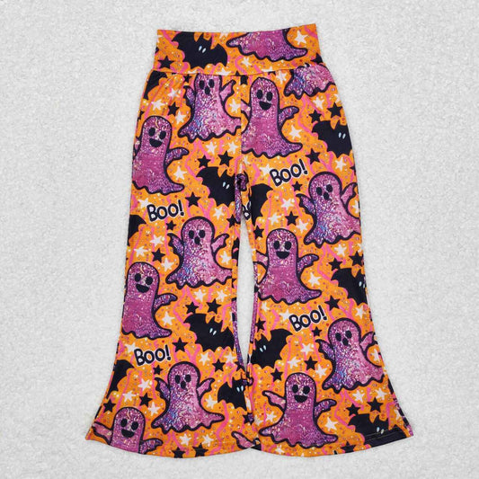 P0609 Halloween purple spooky orange bat pants girls pants