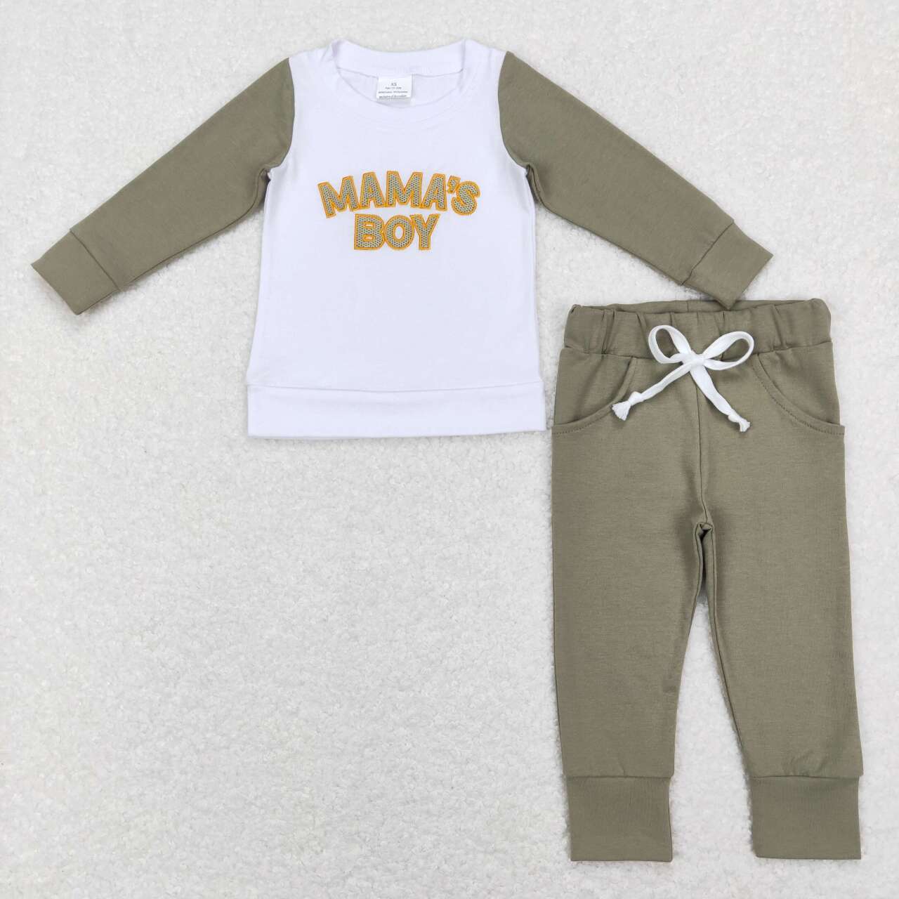 BLP0435 Mamas boy long sleeve pocket pants boys set