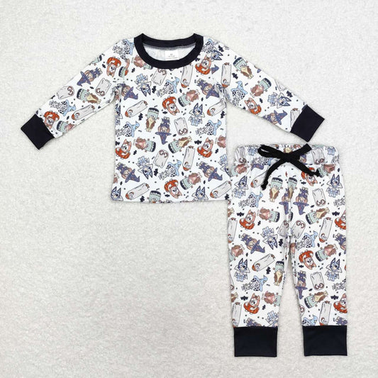 BLP0720 Halloween blue dog long sleeve pants boys pajamas