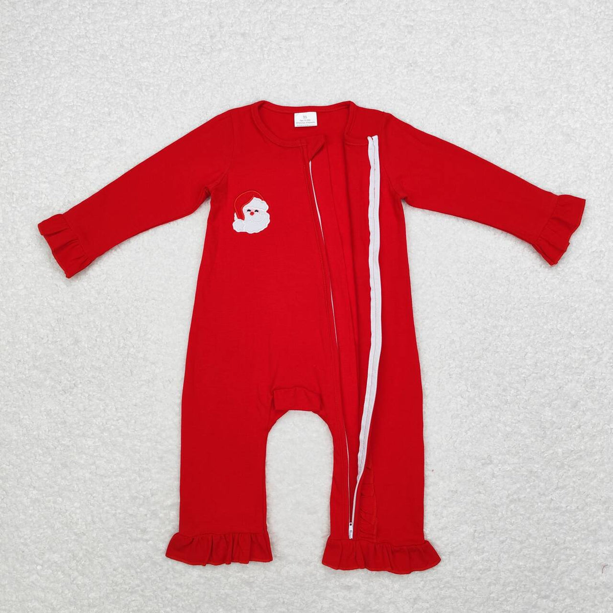 LR1668 Christmas Santa embroidery zipper long sleeve girls romper