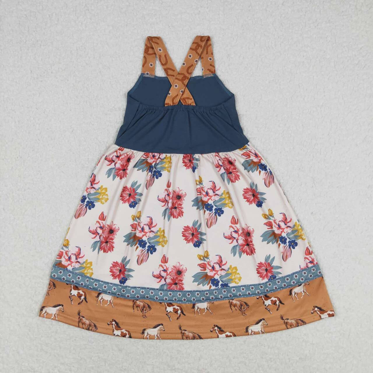 GSD1035 Western horse red flowers girls dress