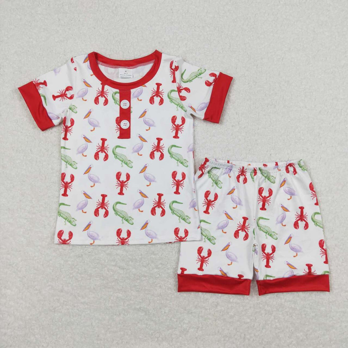 BSSO0643 Crayfish crocodile red short sleeve shorts boys pajamas
