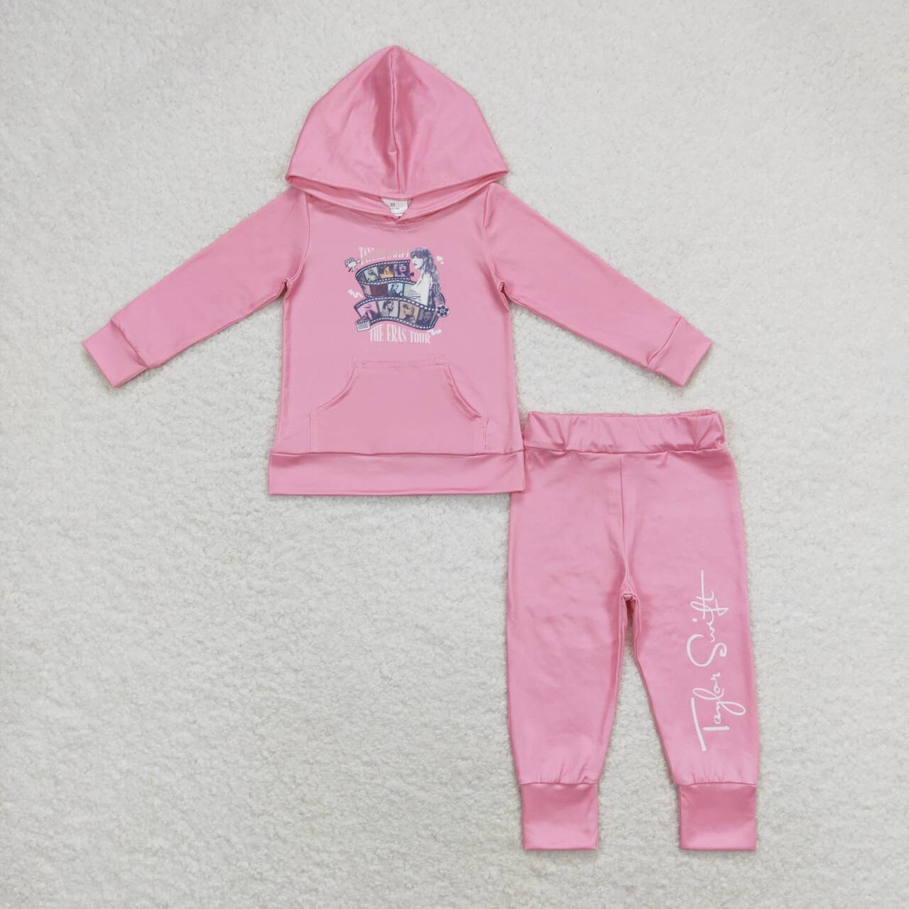 GLP1170 country singer era pink long sleeve pants girls hoodie set