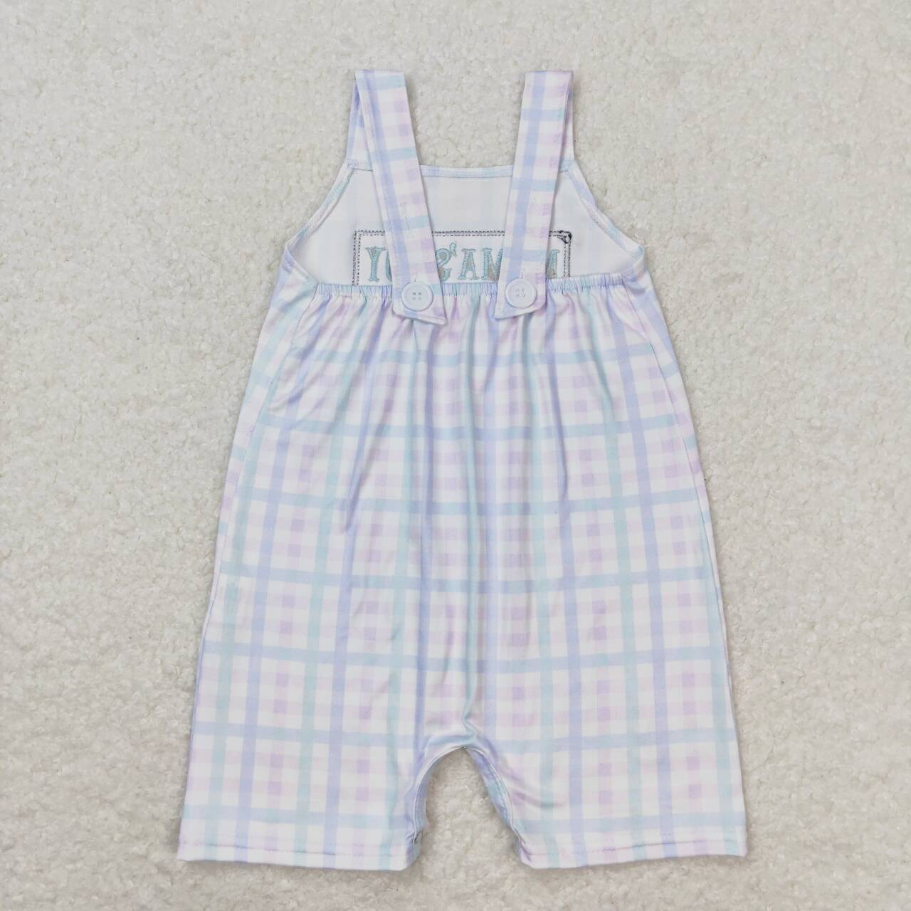 SR1092 embroidery Mama's boy checkered sleeveless boys romper